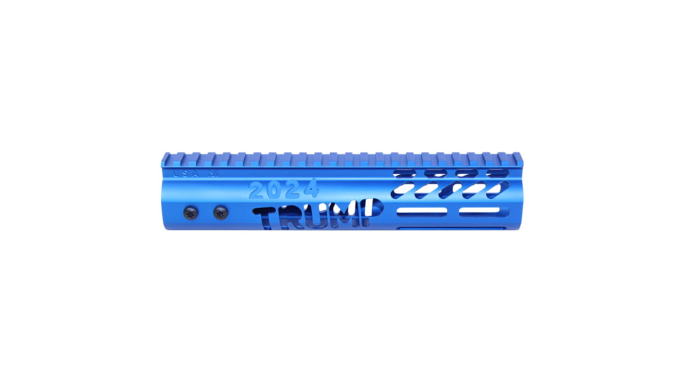 Guntec USA Trump Series Limited Edition M-LOK System Free Floating Handguard w/ Monolithic Top Rail, 9in, Anodized Blue, GT-9MLK-TRUMP-BLUE