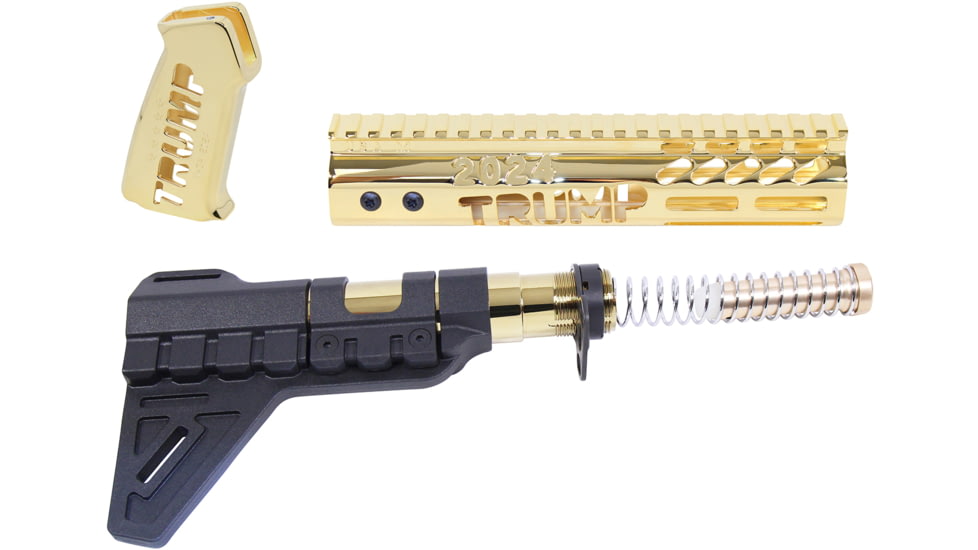 Guntec USA Trump Series Premium Limited Edition AR-15 Pistol Furniture Set w/Brace, 24K Gold Plated, TRUMP-PIS-SET-PB-LE