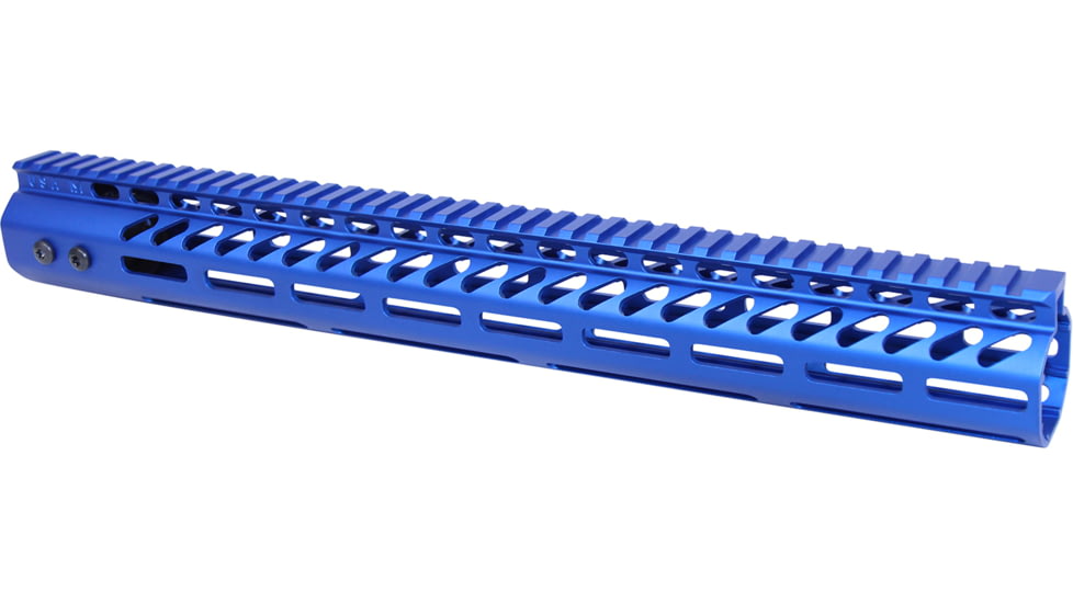 Guntec USA Ultra Lightweight Thin M-LOK Free Floating Handguard w/ Monolithic Top Rail, .308 Caliber, 16.5in, Anodized Blue, GT-16.5MLK-308-BLUE