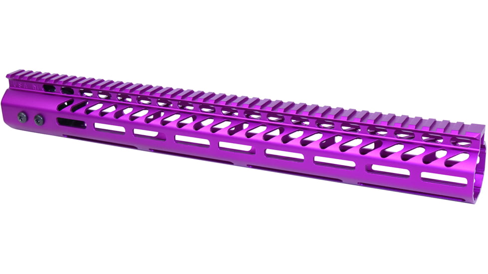 Guntec USA Ultra Lightweight Thin M-LOK Free Floating Handguard w/ Monolithic Top Rail, .308 Caliber, 16.5in, Anodized Purple, GT-16.5MLK-308-PURPLE