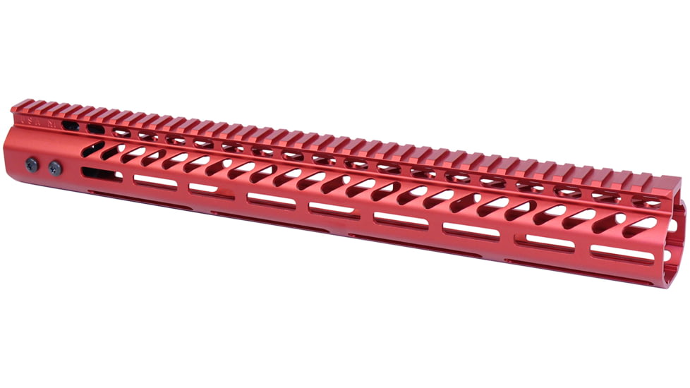 Guntec USA Ultra Lightweight Thin M-LOK Free Floating Handguard w/ Monolithic Top Rail, .308 Caliber, 16.5in, Anodized Red, GT-16.5MLK-308-RED