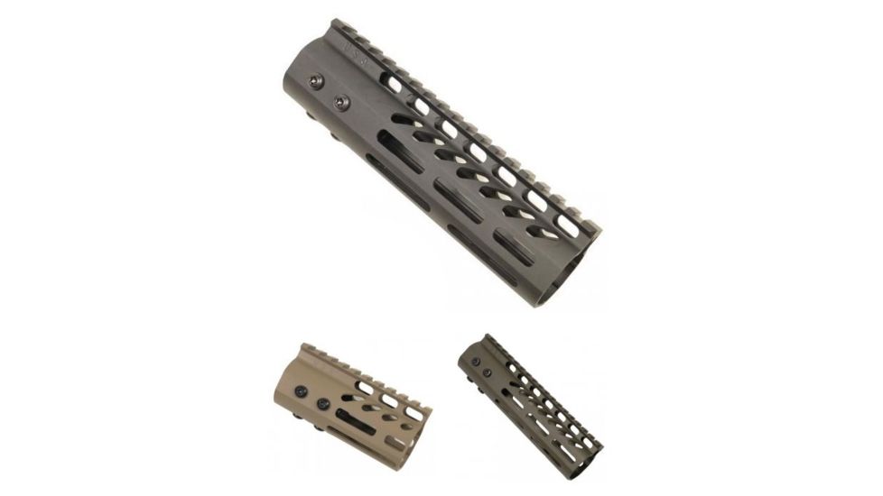 GUNTEC USA Ultra Lightweight Thin M-Lok Free Floating Handguard w/Monolithic Top Rail, Black, Flat Dark Earth, OD Green