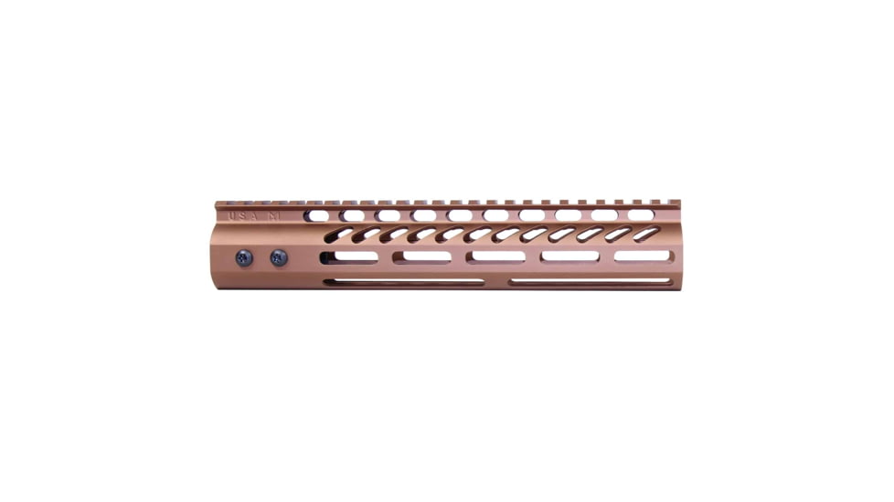 Guntec USA Ultra Lightweight Thin M-LOK System Free Floating Handguard w/Monolithic Top Rail, 10in, Bronze, GT-10MLK-BRZ