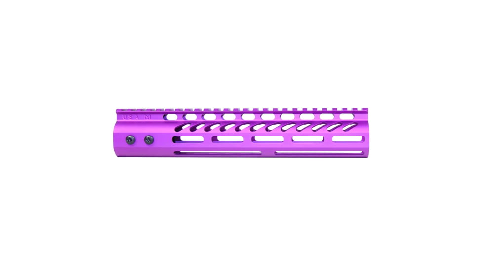 Guntec USA Ultra Lightweight Thin M-LOK System Free Floating Handguard w/Monolithic Top Rail, 10in, Purple, GT-10MLK-PURPLE