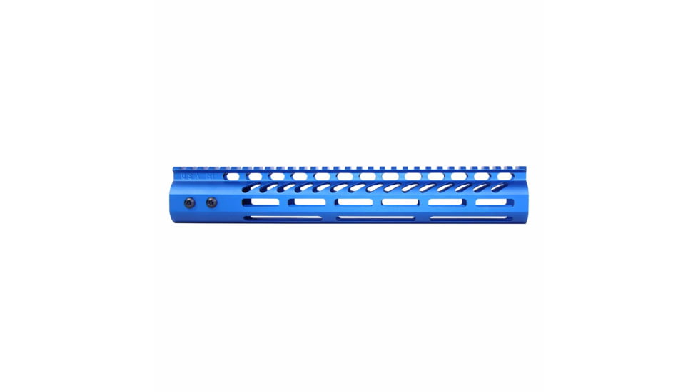 Guntec USA Ultra Lightweight Thin M-LOK System Free Floating Handguard w/Monolithic Top Rail, 12in, Blue, GT-12MLK-BLUE