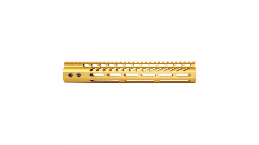 Guntec USA Ultra Lightweight Thin M-LOK System Free Floating Handguard w/Monolithic Top Rail, 12in, Gold, GT-12MLK-GOLD