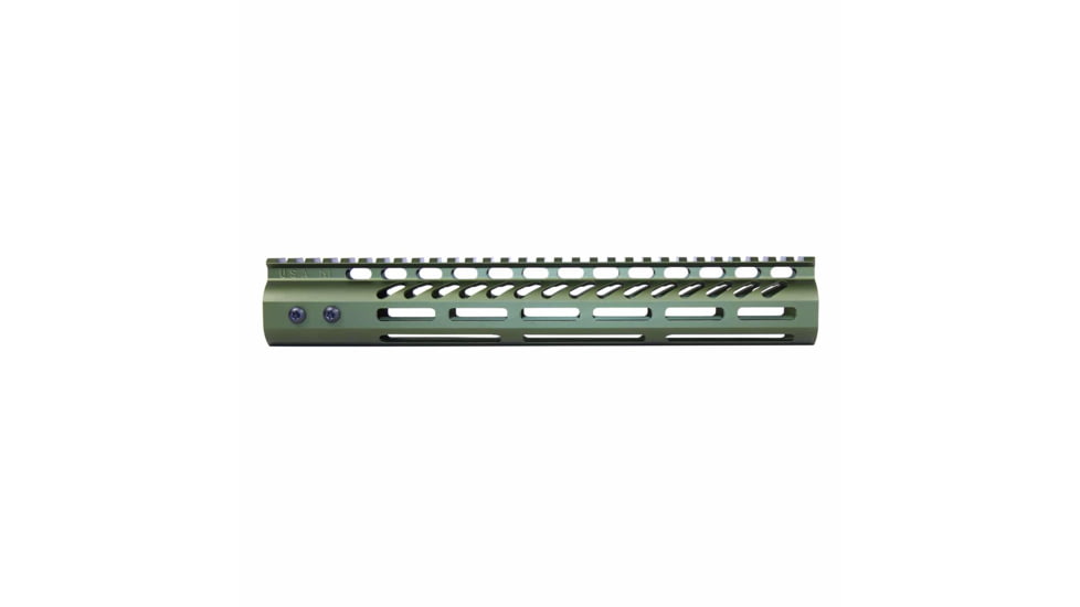 Guntec USA Ultra Lightweight Thin M-LOK System Free Floating Handguard w/Monolithic Top Rail, 12in, Green, GT-12MLK-GREEN