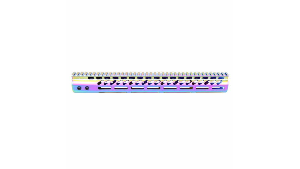 Guntec USA Ultra Lightweight Thin M-LOK System Free Floating Handguard w/Monolithic Top Rail, 15in, MATTE RAINBOW PVD COATED, GT-15MLK-M-RPVD