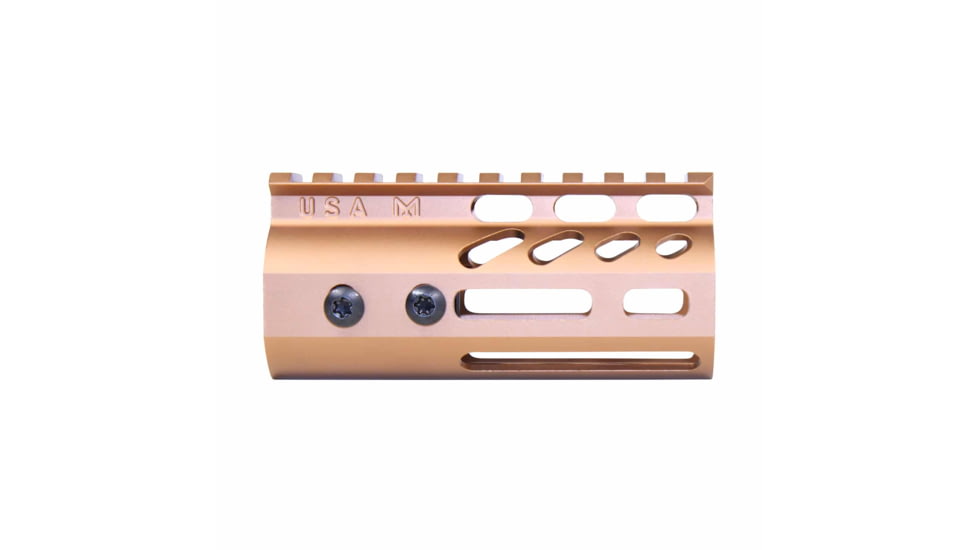 Guntec USA Ultra Lightweight Thin M-LOK System Free Floating Handguard w/Monolithic Top Rail, 4in, Bronze, GT-4MLK-BRZ