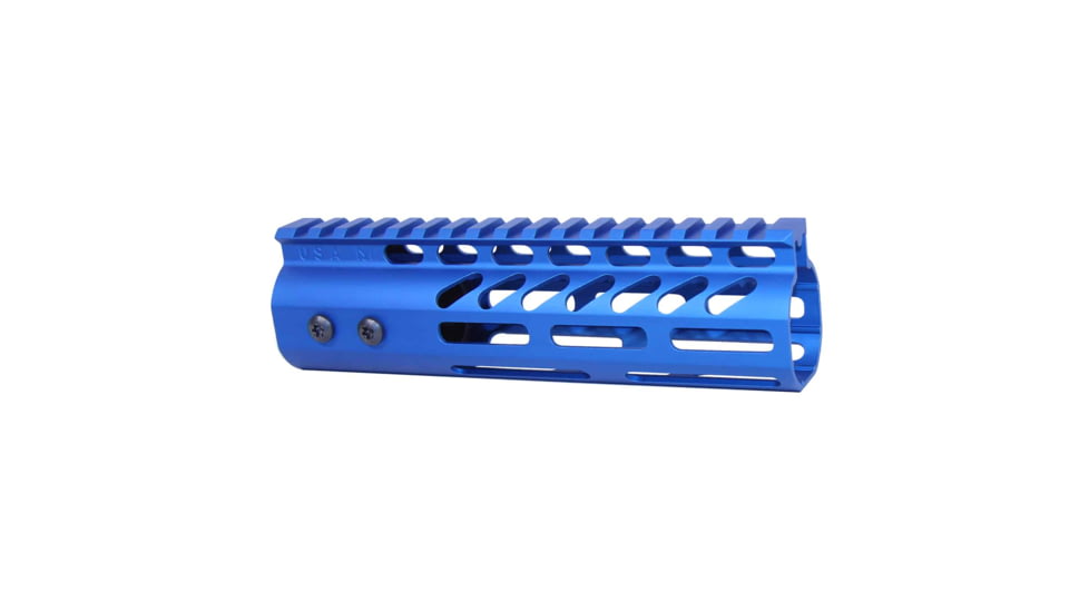 Guntec USA Ultra Lightweight Thin M-LOK System Free Floating Handguard w/Monolithic Top Rail, 7in, Blue, GT-7MLK-BLUE