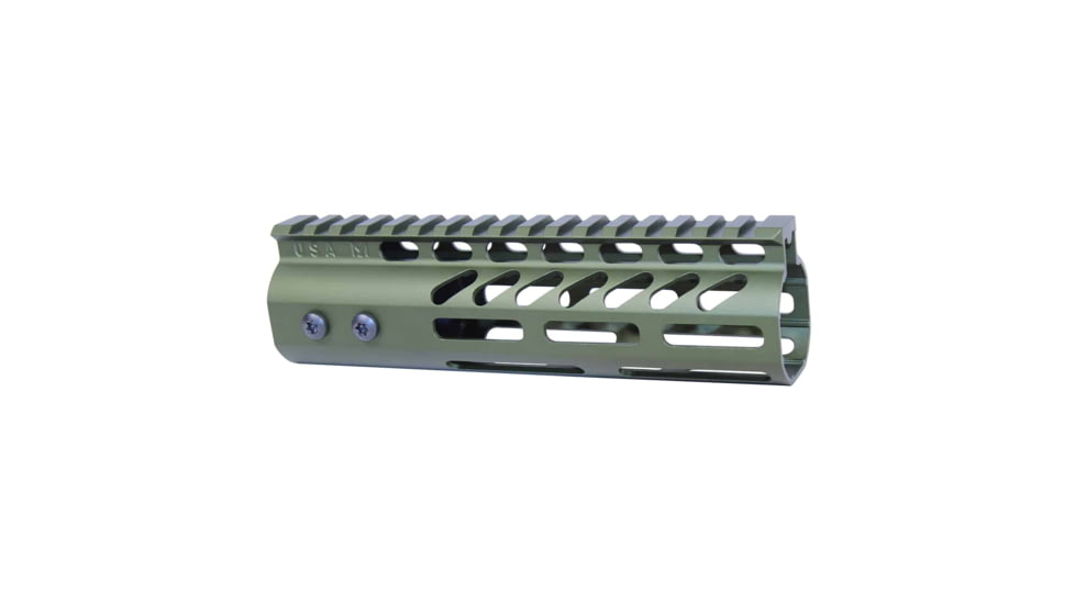 Guntec USA Ultra Lightweight Thin M-LOK System Free Floating Handguard w/Monolithic Top Rail, 7in, Green, GT-7MLK-GREEN