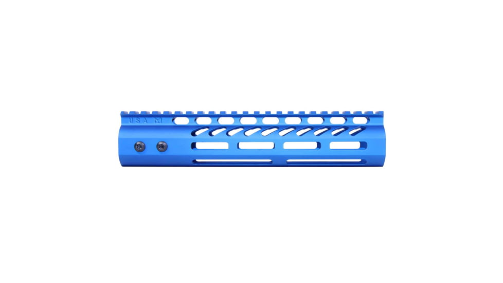 Guntec USA Ultra Lightweight Thin M-LOK System Free Floating Handguard w/Monolithic Top Rail, 9in, Blue, GT-9MLK-BLUE
