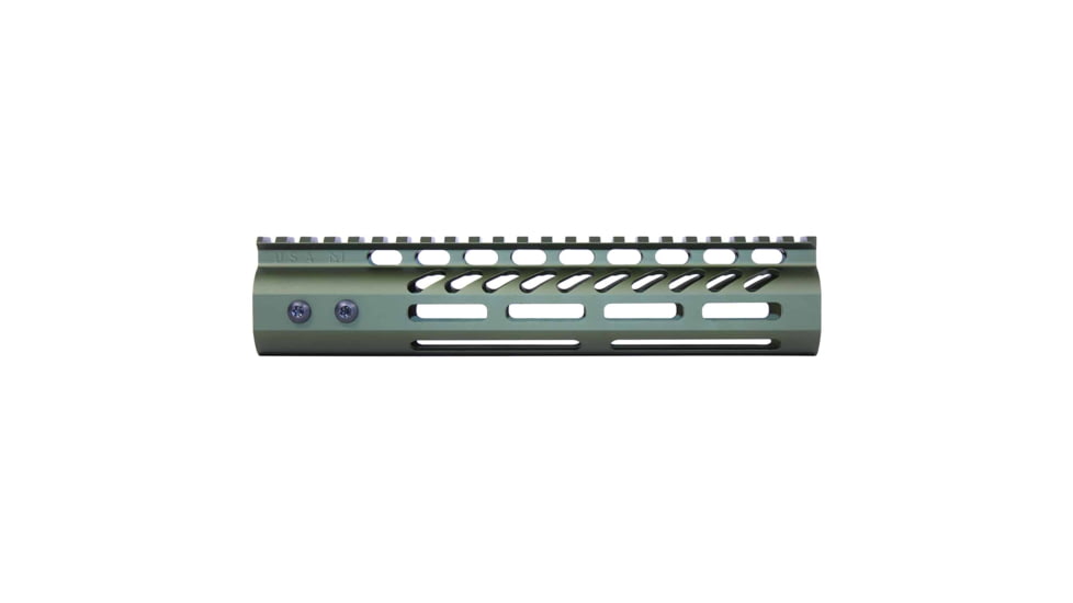 Guntec USA Ultra Lightweight Thin M-LOK System Free Floating Handguard w/Monolithic Top Rail, 9in, Green, GT-9MLK-GREEN