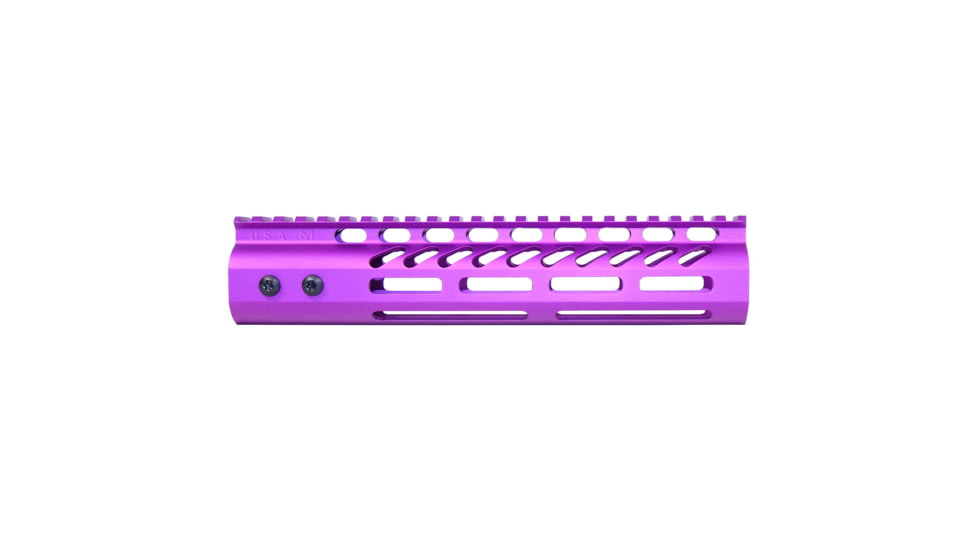 Guntec USA Ultra Lightweight Thin M-LOK System Free Floating Handguard w/Monolithic Top Rail, 9in, Purple, GT-9MLK-PURPLE