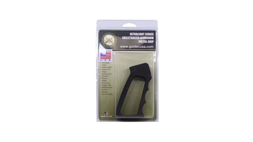 Guntec USA Ultralight Series Skeletonized Aluminum Pistol Grip, Gen 2, Anodized Black, ULS-PG-G2