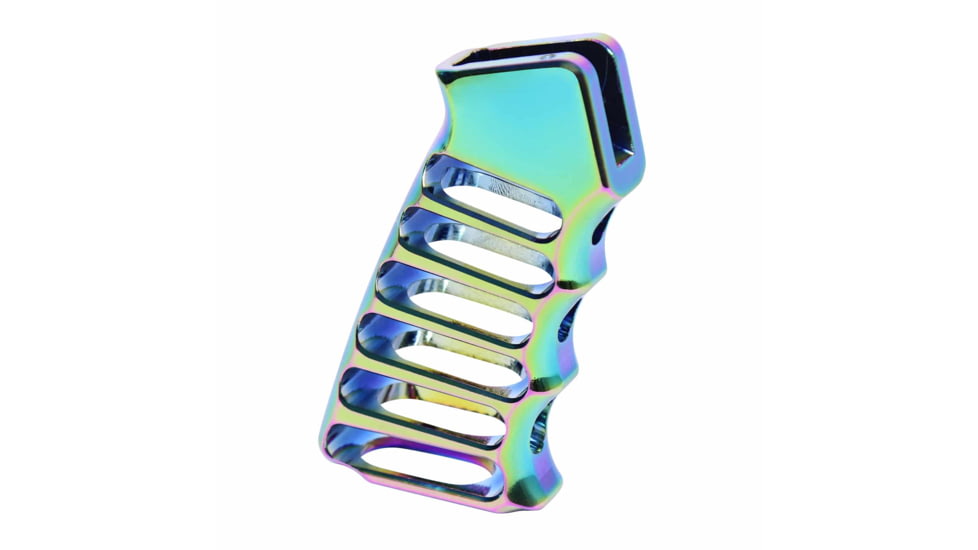 Guntec USA Ultralight Series Skeletonized Aluminum Pistol Grip, Rainbow Pvd, ULS-PG-RPVD