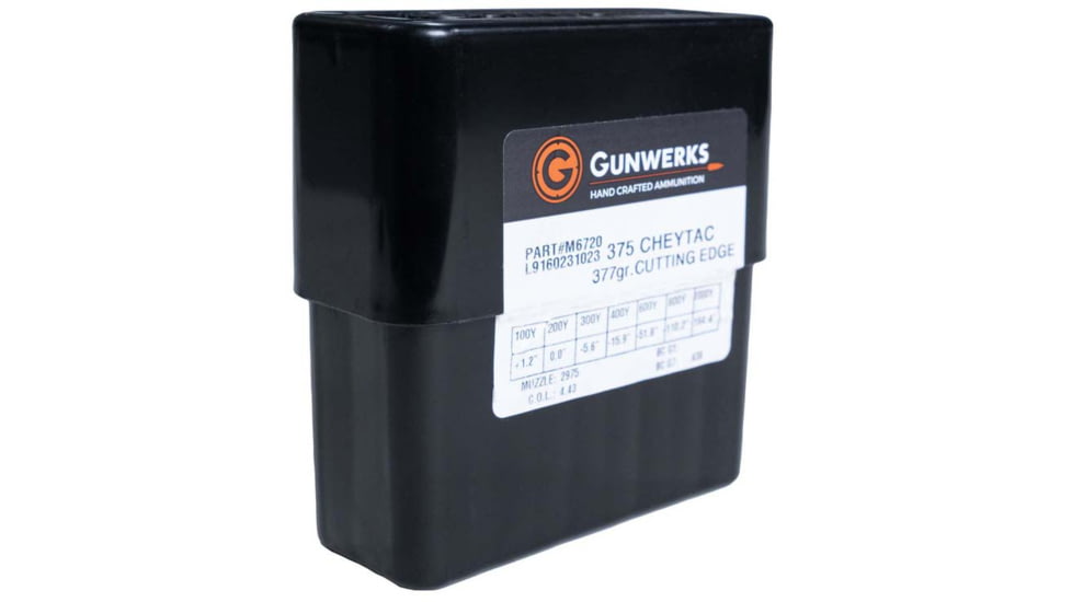 Gunwerks Precision Lead Free 375 CheyTac 377 Grain MTAC Rifle Ammo, 10 Rounds, AY-M6720