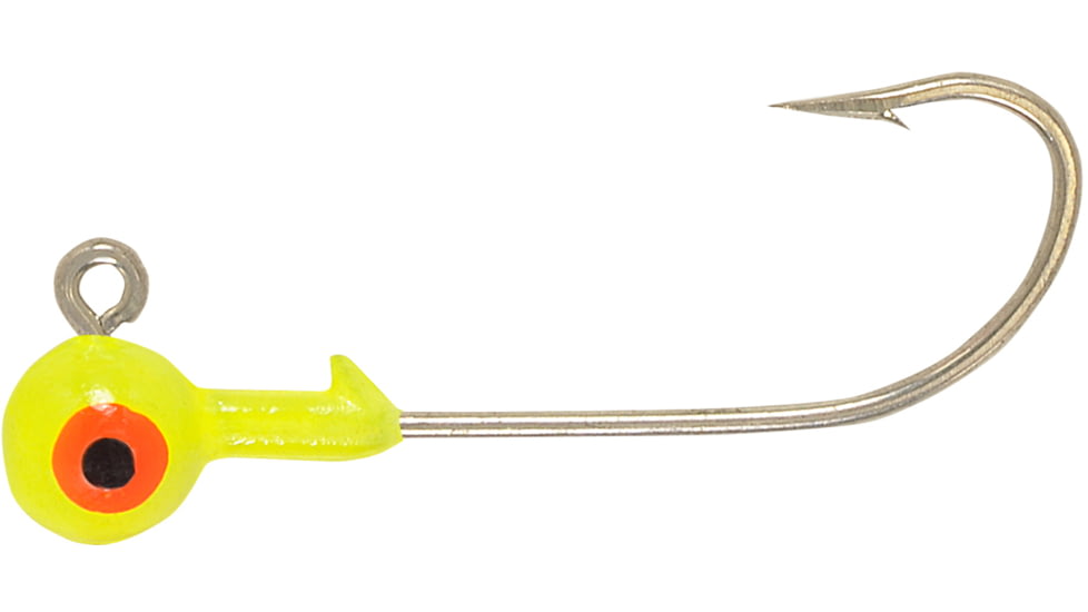 H&amp;H Lure Company Cocahoe Round SW Jighead, 1/4 oz, 2/0 Hook Chartreuse, 10/Pack, C1410-05