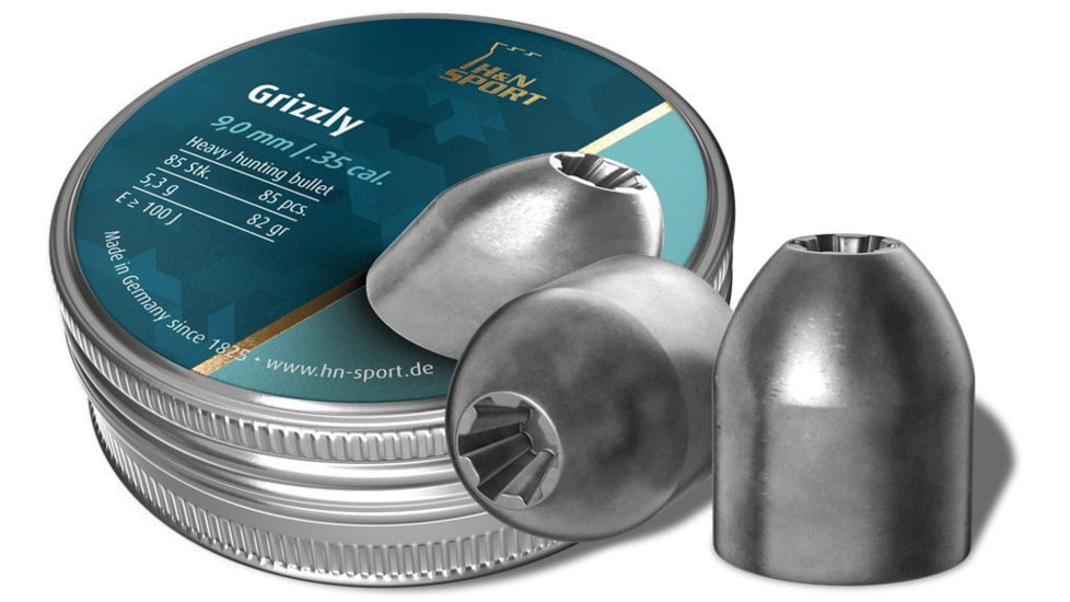 H&amp;N Sport Grizzly .35 Caliber 82 Grain Air Rifle Pellets, 85 Rounds, Silver, Small, 963356608201