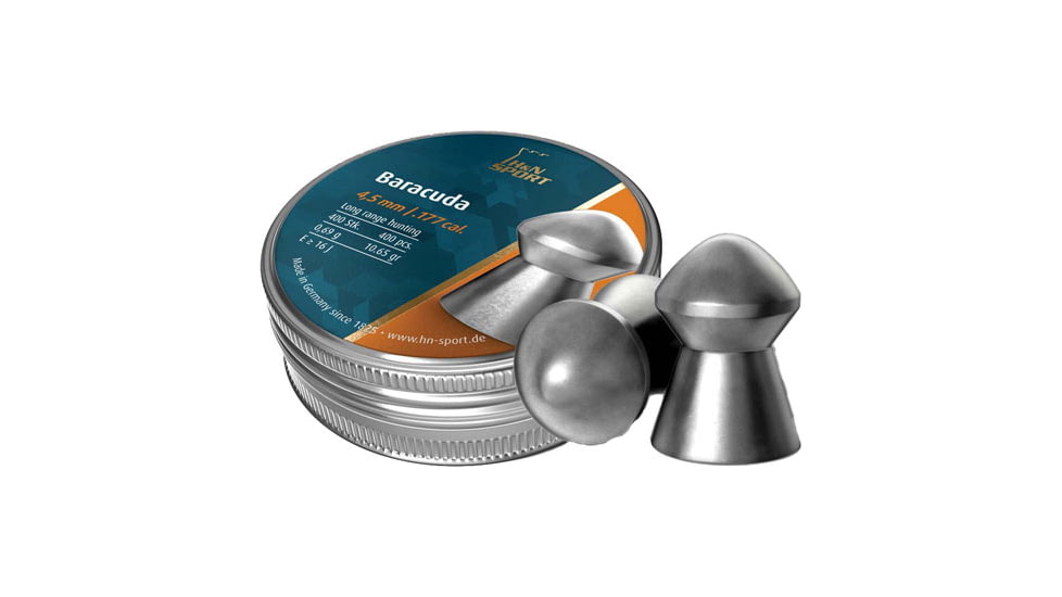 H&amp;N Sport Baracuda .177 Caliber 10.65 Grain Air Rifle Pellets, 400 Rounds, Silver, Small, 92184500004