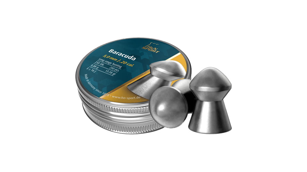 H&amp;N Sport Baracuda .20 Caliber 13.58 Grain Air Rifle Pellets, .250 Rounds, Silver, Small, 92185000003