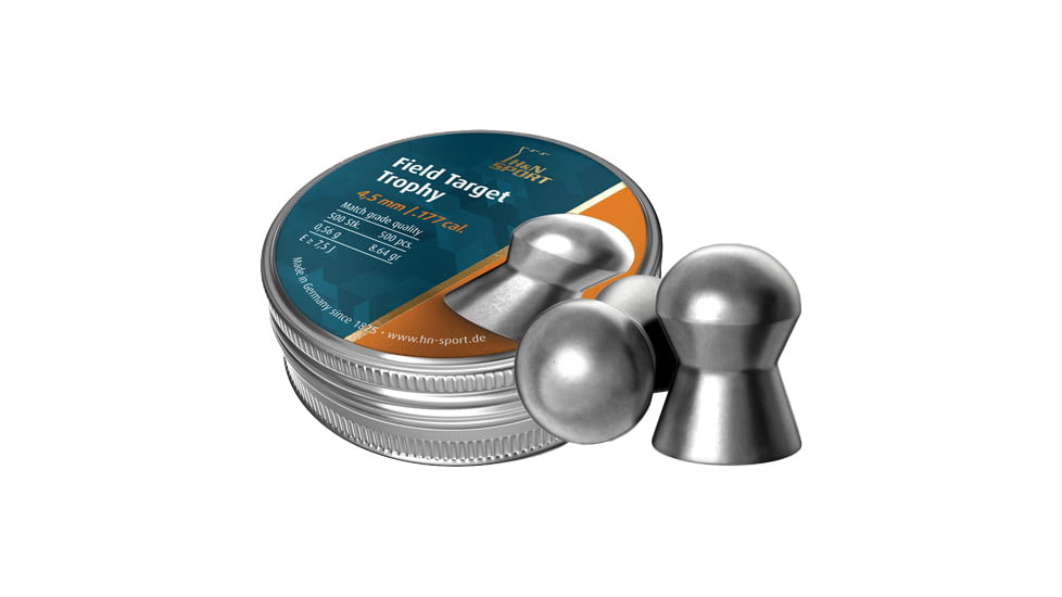 H&amp;N Sport Field Target Trophy .177 Caliber 8.64 Grain 4.50mm Head-Size Air Rifle Pellets, 500 Rounds, Silver, Small, 92104500005