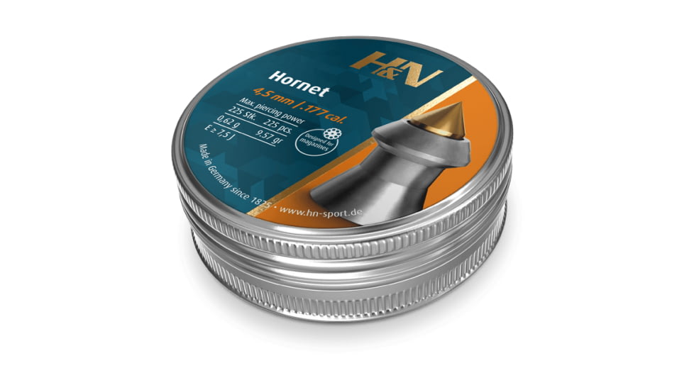 H&amp;N Sport Hornet ..177 Caliber 9.57 Grain Air Rifle Pellets, 225 Rounds, Silver, Small, 92424500003