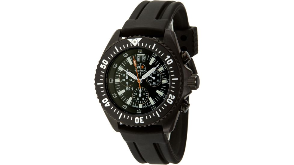 H3 Tactical H3.15220 Commander Mens Watch - Black Dial, Black Bezel, Rubber Band, Timer 