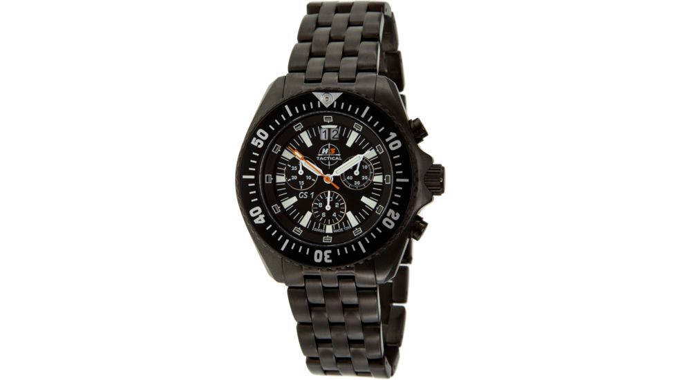 H3 Tactical H3.15025 Green Shadow 1 Mens Watch - Black Dial, Black Metal Band, Date 
