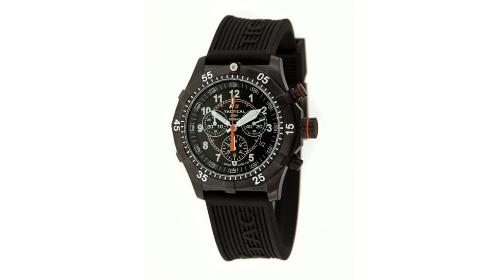 H3 Tactical H3.322231.11 Commander Mens Watch - Black Dial, Black Rubber Band, Timer