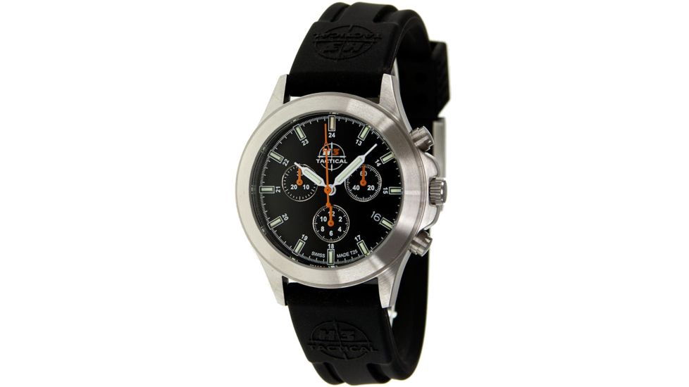 H3 Tactical H3.721231.09 Trooper Mens Watch - Black Rubber Band, Stainless Case, Timer