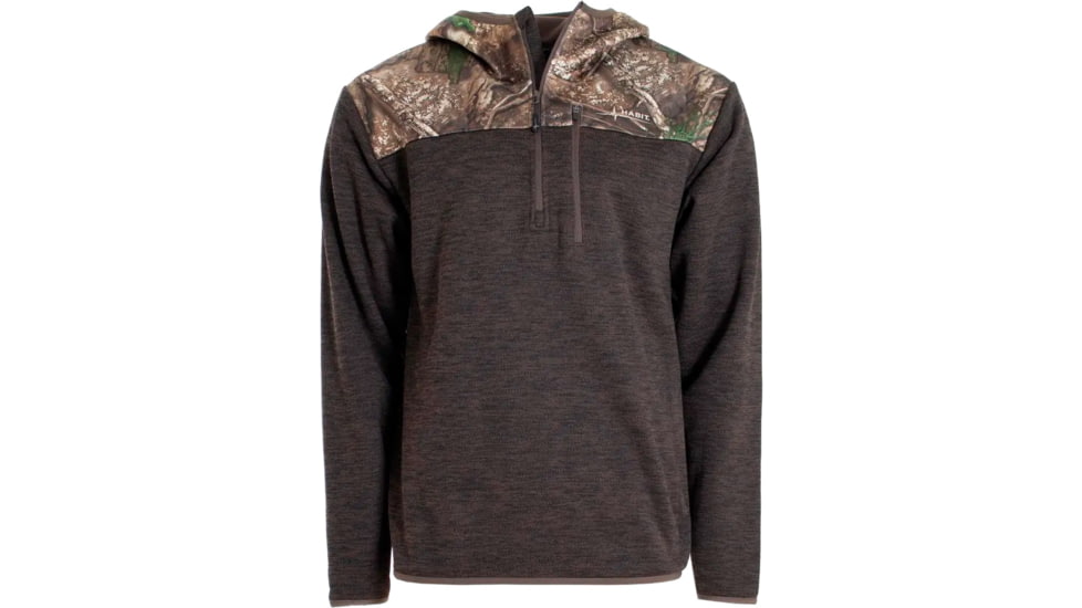 Habit Men's 1/4 Zip Hooded Fleece Pullover - Men's, 3XL, Realtree APX/Turkish Coffee, 1409612