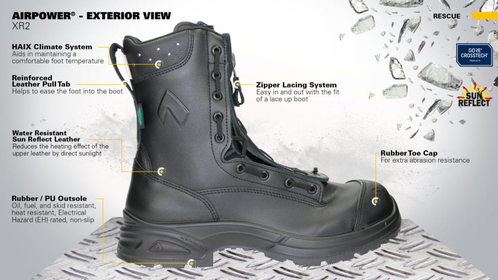 HAIX Mens EMS/Station Airpower XR2 Extra Wide Work Boots, Black, 10 605118XW-10