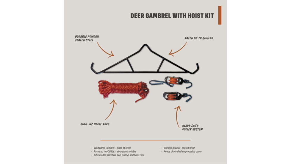 HALF RACK Deer Gambrel Hoist Kit, Black/Red, Large, HR1244