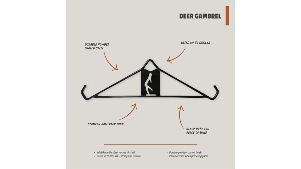 HALF RACK Icon Deer Gambrel, Powder Coated, Black, Large, HR1240