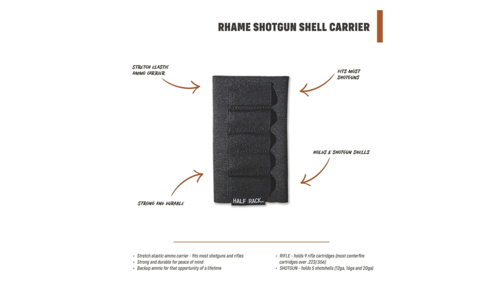 HALF RACK Rhame Buttstock Ammo Carrier, Black, Small, HR1121