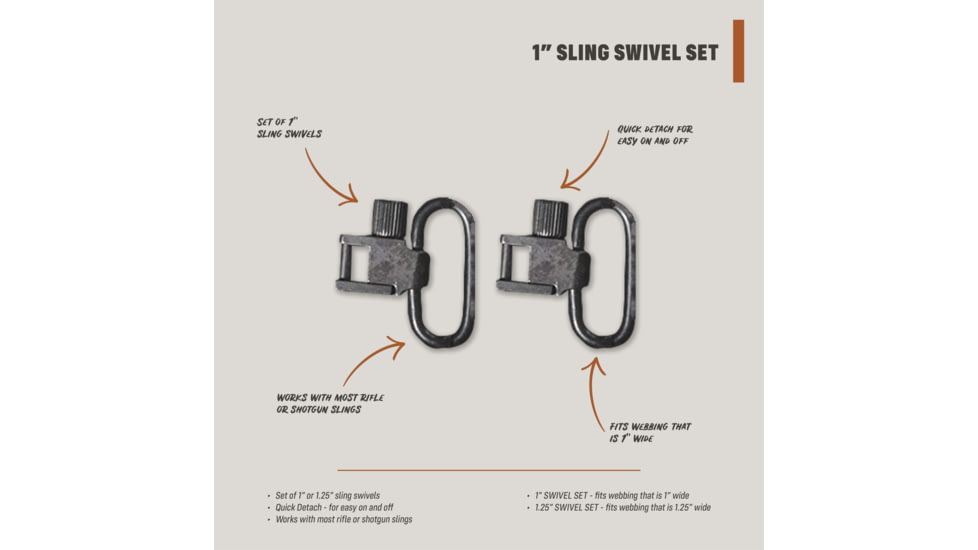 HALF RACK Sling Swivel Set, 2 Psc, 1 in, Black, Small, HR1148