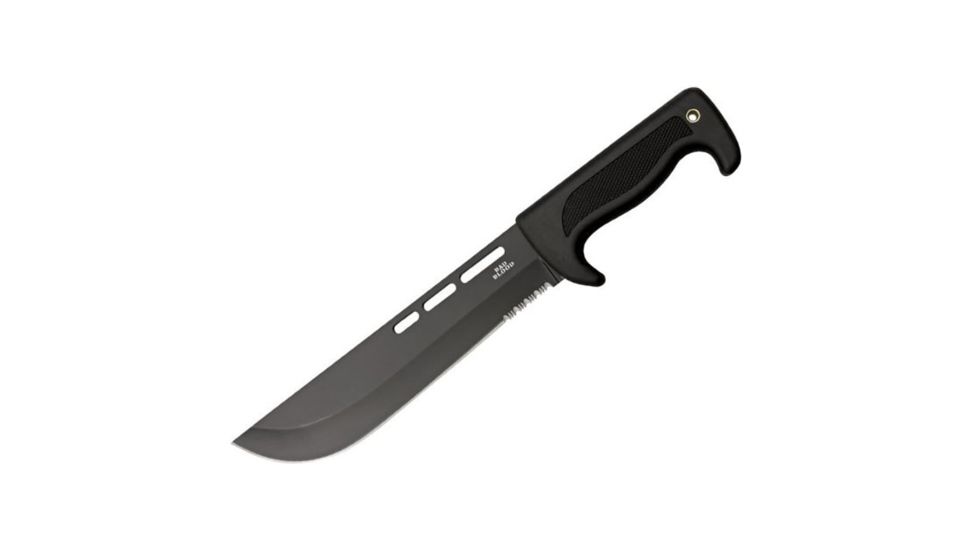 Hallmark Bad Blood - Jungle Commander Machete, 9in Black Partially Serrated 8Cr14 Stainless Blade, Kraton Rubber Handle, BB0114