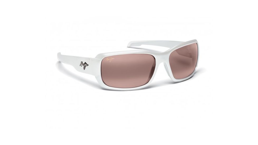 Maui Jim Hamoa Beach Sunglasses w/ White Pearl Frame and Maui Rose Lenses - R226-05, Quarter View