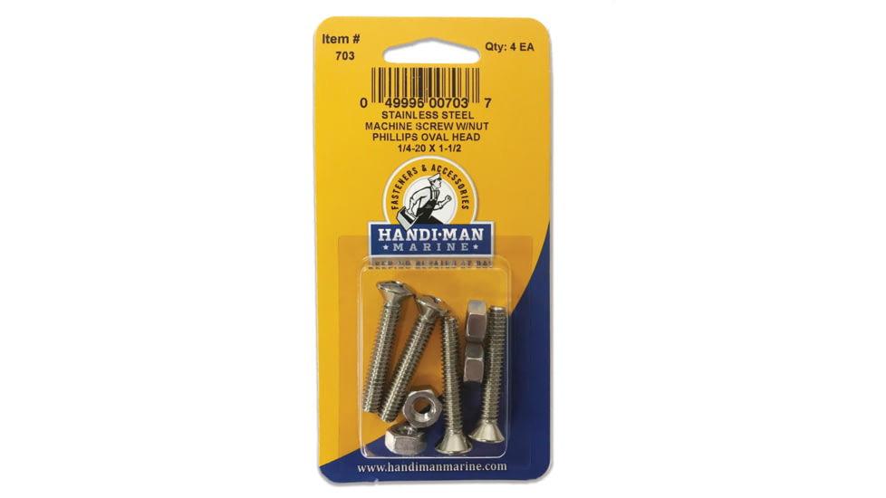 Handi-Man Marine Steel Phillips Machine Oval Screw 1/4-20 x 1-1/2 Stainless 71184