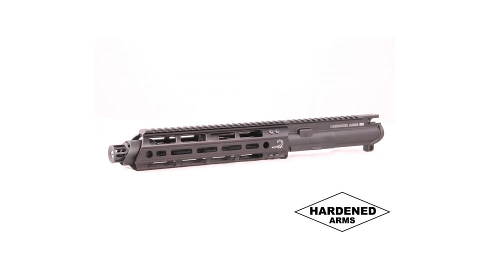 Hardened Arms Upper Receiver Assembly, AR-15, .300 Blackout, 8.5 inch Barrel, HBAR Profile, Pistol Length, 1/8 Twist, 5/8x24 Thread, 10 inch Scorpion Handguard, SMC Muzzle Brake, Black upp0213