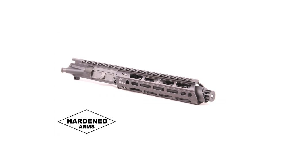 Hardened Arms Upper Receiver Assembly, AR-15, .300 Blackout, 8.5 inch Barrel, HBAR Profile, Pistol Length, 1/8 Twist, 5/8x24 Thread, 10 inch Scorpion Handguard, SMC Muzzle Brake, Black upp0213