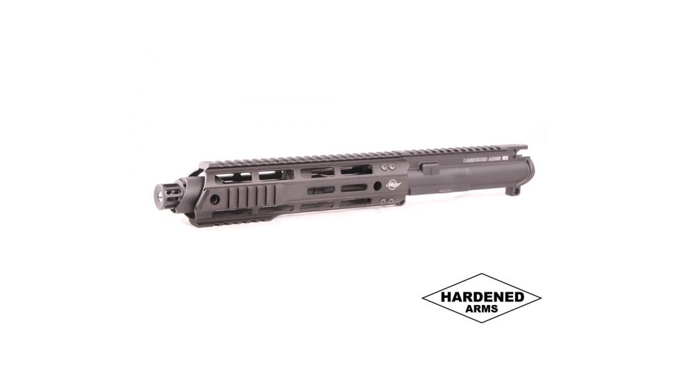 Hardened Arms Upper Receiver Assembly, AR-15, .300 Blackout, 8.5 inch Barrel, HBAR Profile, Pistol Length, 1/8 Twist, 5/8x24 Thread, 10 inch Talon Handguard, SMC Muzzle Brake, Black upp0212