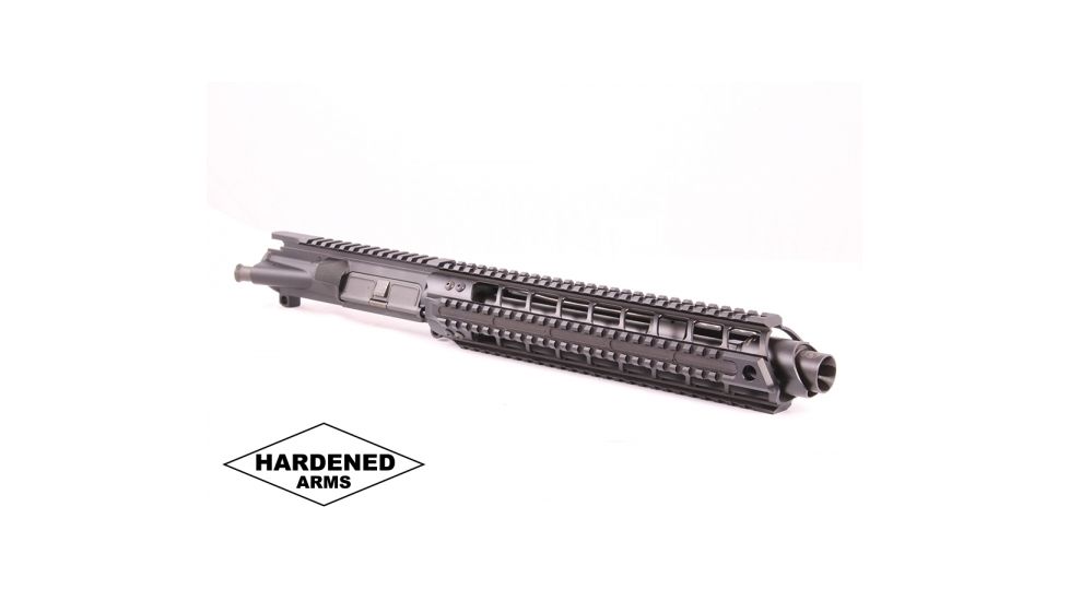 Hardened Arms Upper Receiver Assembly, AR-15, 5.56 NATO, 10.5 inch Barrel, SOCOM Profile, Carbine , 1/7 Twist, 1/2x28 Thread, 12 inch Quad Rail Handguard, Linear Muzzle Compensator, Black, upp0138