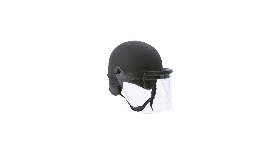 Hatch Fiberglass Riot Helmet Half Shell with Brim &amp; w/sizing strips and 3mm Face Shield, Flat Black 6 1/2in-7 3/8in