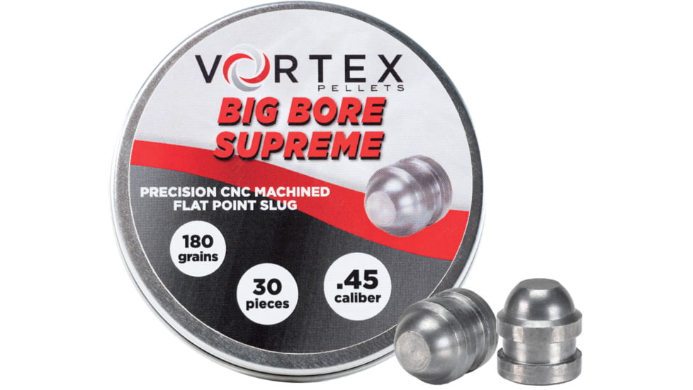 Hatsan Vortex Big Bore Supreme Pellets, .45 Caliber, 180 Grain, Round Nose, 30 Rounds, HA90621