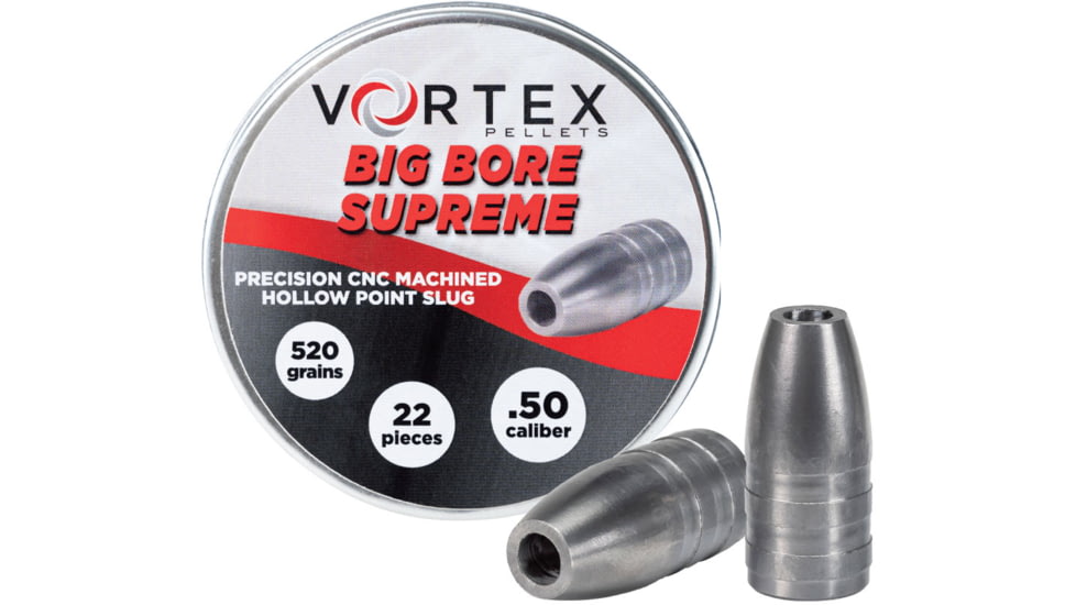 Hatsan Vortex Big Bore Supreme Pellets, .50 Caliber, 520 Grain, Hollow Point, 22 Rounds, HA90627