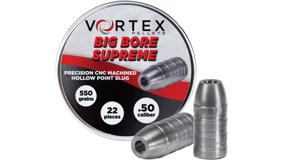 Hatsan Vortex Big Bore Supreme Pellets, .50 Caliber, 550 Grain, Hollow Point, 22 Rounds, HA90628
