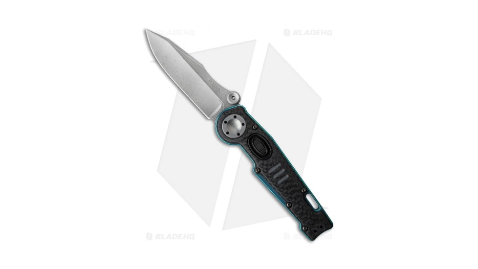 Hawk Knife Designs MUDD Folding Knife, 3.25in, ELMAX, Clip Point Blade, Carbon Fiber, Black/Blue Handle, Black/Blue/Gray, 7.75 inch, BHQ-26639