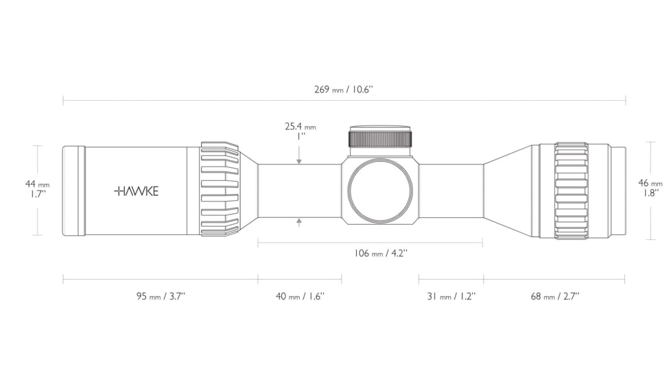 Hawke Sport Optics Airmax EV Rifle Scope, 2-7x320mm AO, 1in Tube, Second Focal Plane, AMX Reticle, Black, 13100